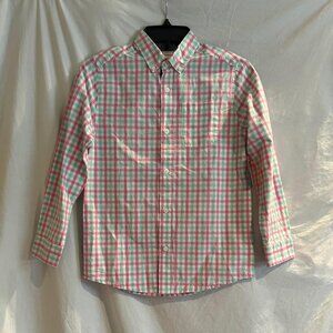 Gymboree Boys Size 10 Pink Teal Plaid Long Sleeve Button Up NWT Classic Spring